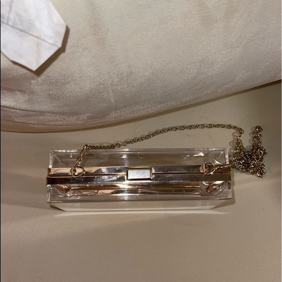 PLT Clear/Gold Acrylic Glass Clutch - Picture 2 of 4